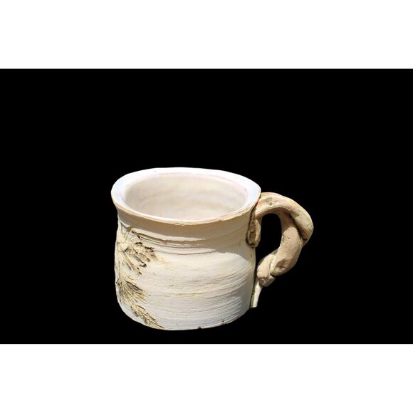Handmade Ceramic Mug With Unique Handle & Leaf Design - Picture 4 of 8